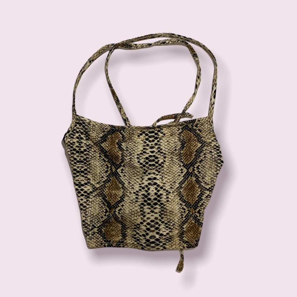 Snakeskin Print Cross Tie Top - Picture 1 of 1